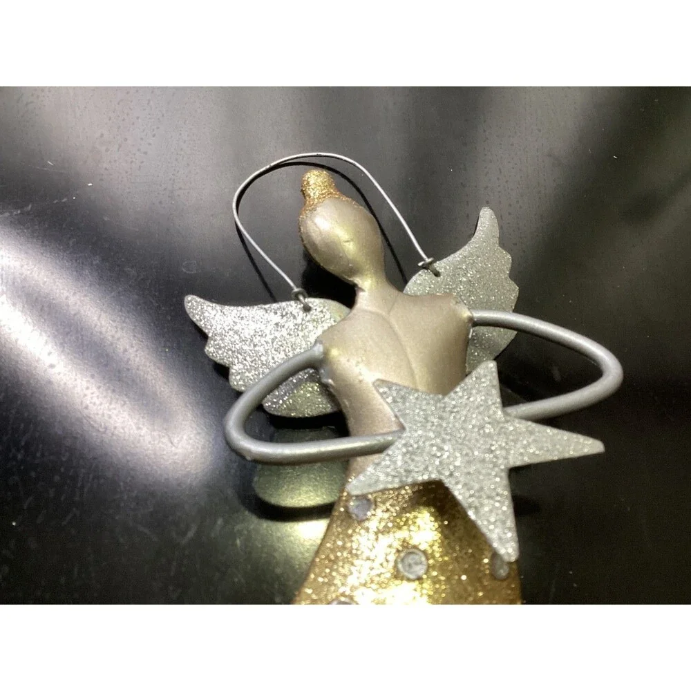 Pier 1 Metal Gold and Silver Tone Angel Ornament 6 in